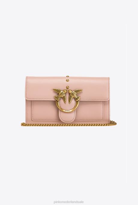 portemonnees | L4881129 lovebag gewoon portemonnee Pinko stoffig roze-antiek goud