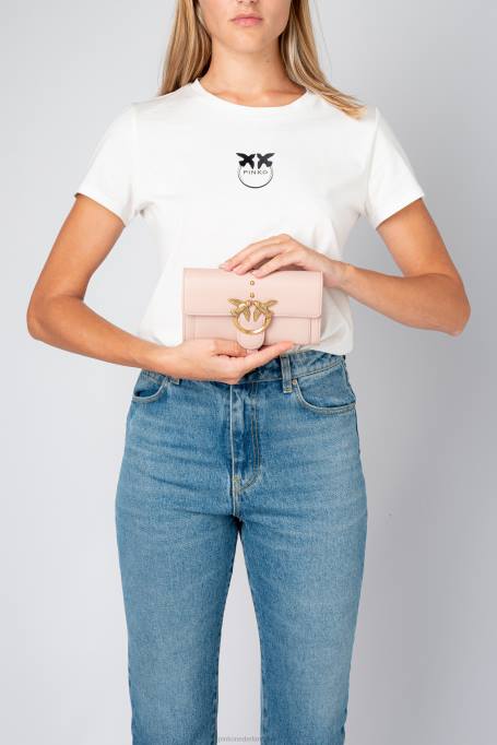 portemonnees | L4881129 lovebag gewoon portemonnee Pinko stoffig roze-antiek goud
