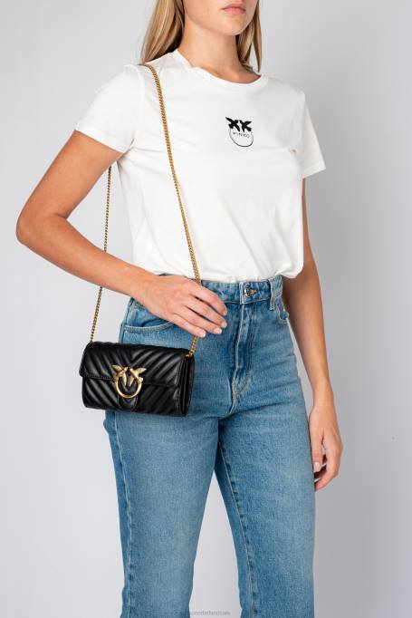 portemonnees | L4881130 love bag chevron portemonnee Pinko zwart-antiek goud