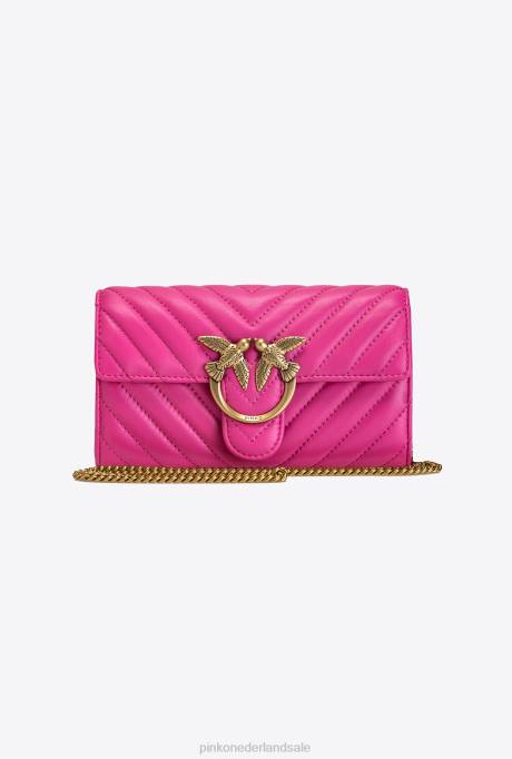 portemonnees | L4881131 love bag chevron portemonnee Pinko fuchsia-antiek goud
