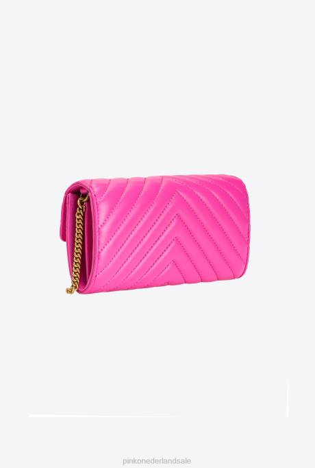 portemonnees | L4881131 love bag chevron portemonnee Pinko fuchsia-antiek goud