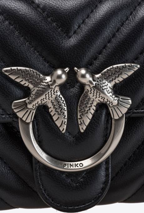 portemonnees | L4881132 love bag chevron portemonnee Pinko zwart-oud zilver