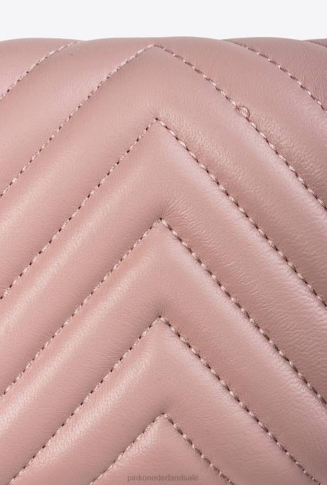 portemonnees | L4881133 love bag chevron portemonnee Pinko stoffig roze-antiek goud