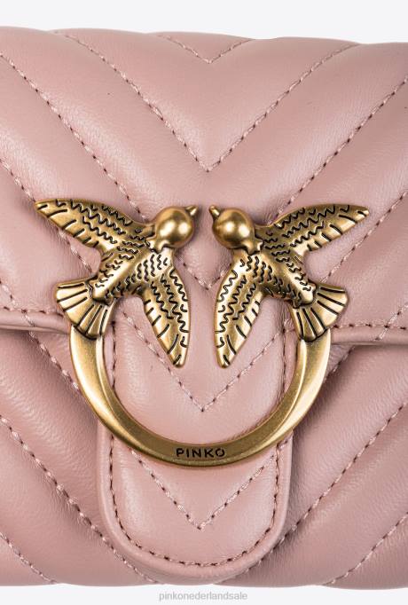 portemonnees | L4881133 love bag chevron portemonnee Pinko stoffig roze-antiek goud
