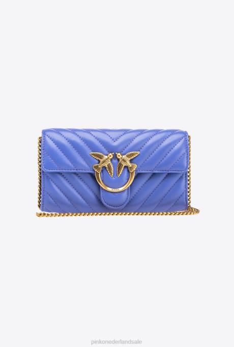 portemonnees | L4881134 liefdestas een portemonnee chevron Pinko corsica blauw-antiek goud