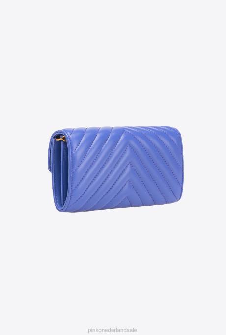 portemonnees | L4881134 liefdestas een portemonnee chevron Pinko corsica blauw-antiek goud