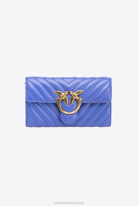 portemonnees | L4881134 liefdestas een portemonnee chevron Pinko corsica blauw-antiek goud