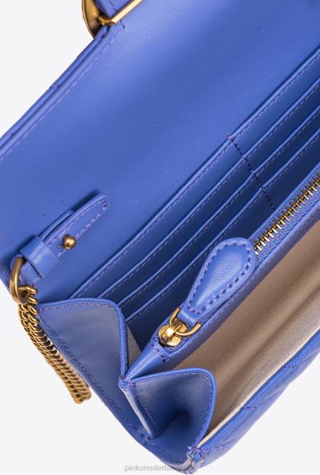 portemonnees | L4881134 liefdestas een portemonnee chevron Pinko corsica blauw-antiek goud