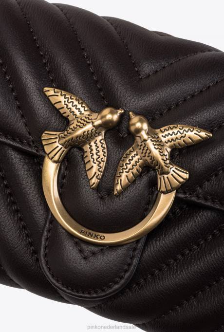 portemonnees | L4881135 liefdestas een portemonnee chevron Pinko heel donker bruin-antiek goud