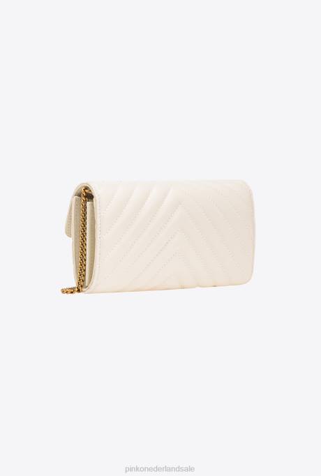 portemonnees | L4881136 liefdestas een portemonnee chevron Pinko wit-antiek goud