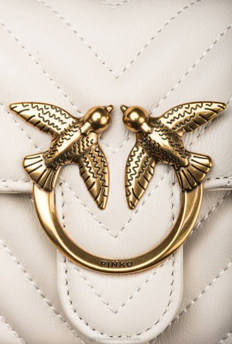 portemonnees | L4881136 liefdestas een portemonnee chevron Pinko wit-antiek goud