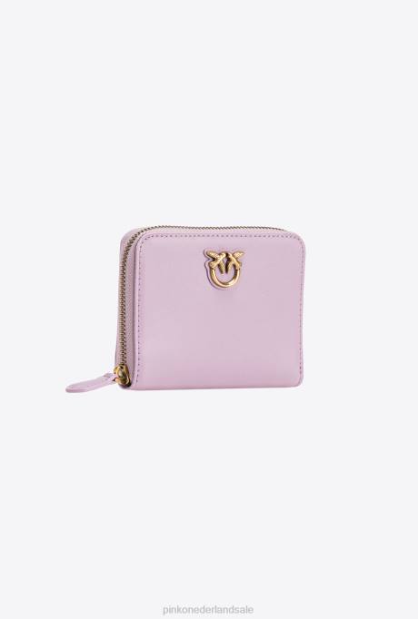 portemonnees | L4881143 vierkante leren portemonnee met ritssluiting Pinko iris-antiek goud