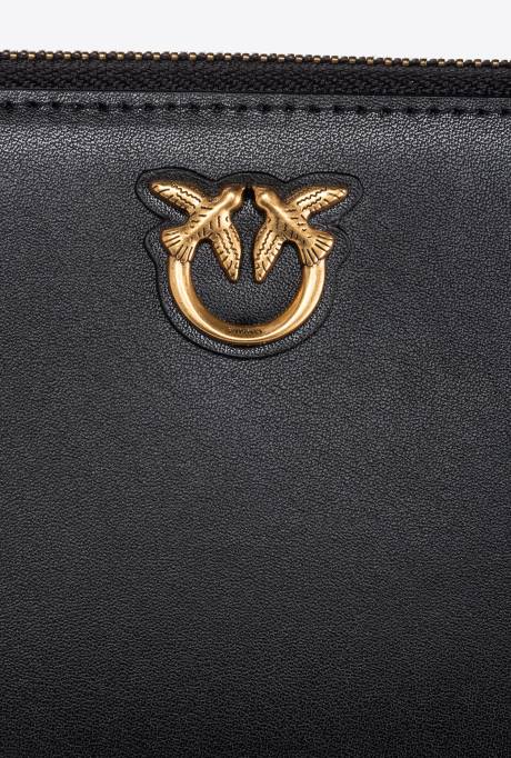 portemonnees | L4881149 leren portemonnee met ritssluiting Pinko zwart-antiek goud