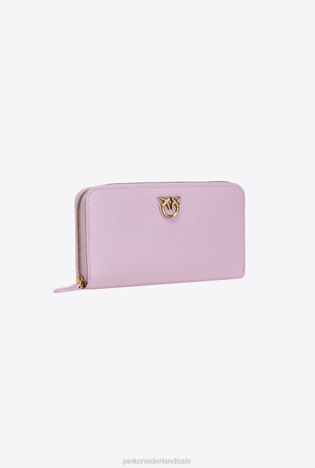 portemonnees | L4881150 leren portemonnee met ritssluiting Pinko iris-antiek goud