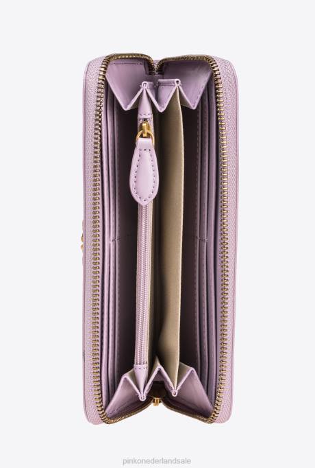 portemonnees | L4881150 leren portemonnee met ritssluiting Pinko iris-antiek goud