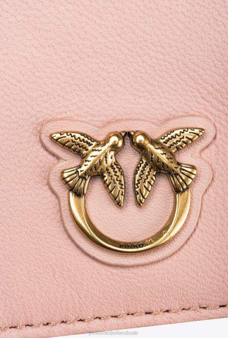 portemonnees | L4881164 kaarthouder met chevronpatroon met ritssluiting Pinko stoffig roze-antiek goud