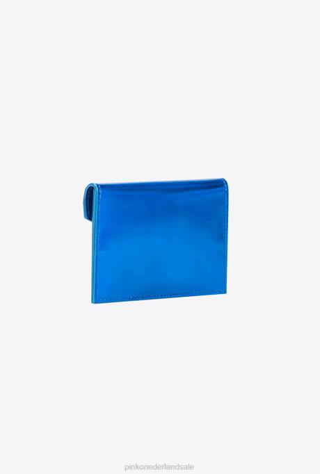 portemonnees | L4881169 galleria iriserende platte kaarthouder Pinko iriserend blauw-antiek goud