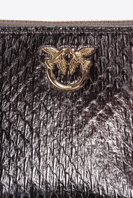 portemonnees | L4881173 galleria portemonnee met ritssluiting van gelamineerde reptielenhuid Pinko gunmetal grijs-glanzend goud