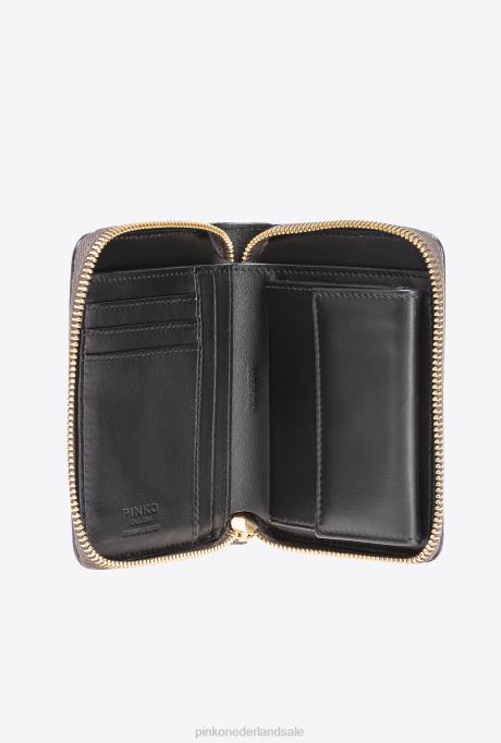 portemonnees | L4881173 galleria portemonnee met ritssluiting van gelamineerde reptielenhuid Pinko gunmetal grijs-glanzend goud