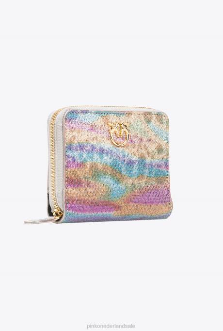 portemonnees | L4881176 galleria veelkleurige portemonnee met rits rondom van reptielenleer Pinko veelkleurig glanzend goud