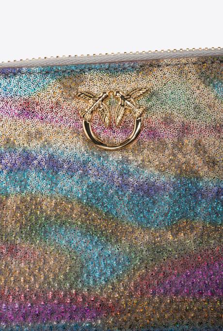 portemonnees | L4881176 galleria veelkleurige portemonnee met rits rondom van reptielenleer Pinko veelkleurig glanzend goud