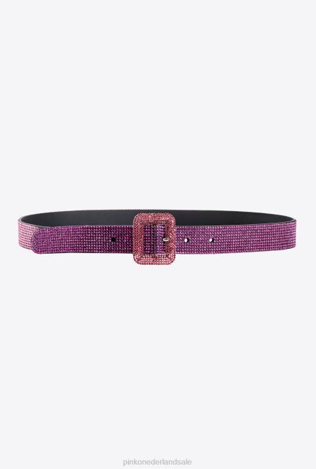 riemen | L4881000 dunne riem met gedegradeerde strass-steentjes Pinko fuchsia/roze