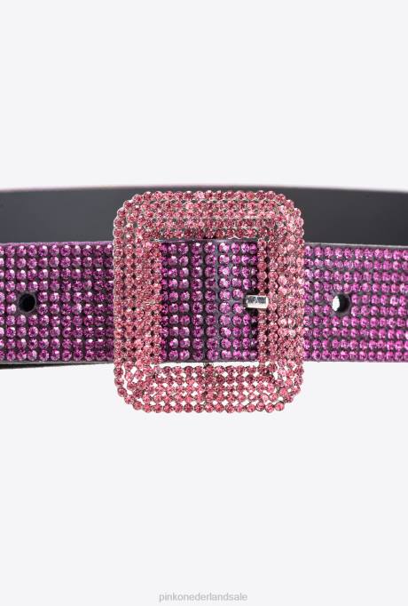 riemen | L4881000 dunne riem met gedegradeerde strass-steentjes Pinko fuchsia/roze
