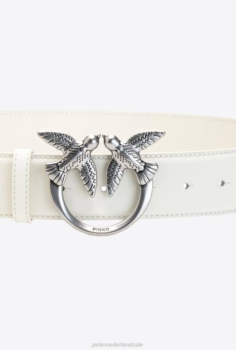 riemen | L4881015 liefde vogels lederen riem Pinko G. maroso beige-oud zilver