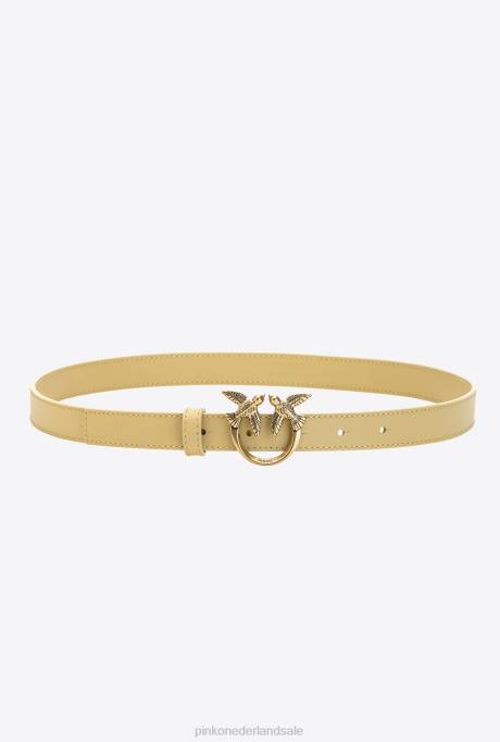riemen | L4881035 dwergpapegaaien dunne leren riem Pinko pampa-antiek goud