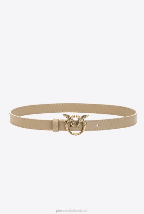 riemen | L4881036 dwergpapegaaien dunne leren riem Pinko zand-antiek goud