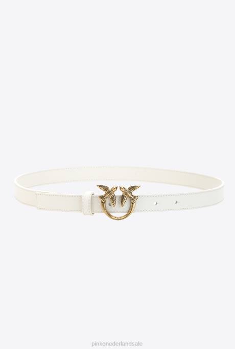 riemen | L4881037 dwergpapegaaien dunne leren riem Pinko G. maroso beige-antiek goud