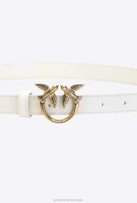riemen | L4881037 dwergpapegaaien dunne leren riem Pinko G. maroso beige-antiek goud