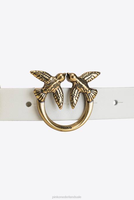riemen | L4881052 love birds riem met ketting Pinko wit-antiek goud