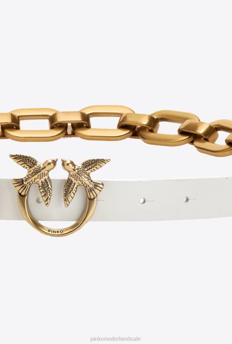 riemen | L4881057 love birds riem met grote ketting Pinko G. maroso beige-antiek goud