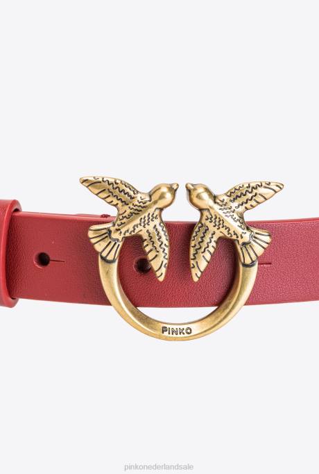 riemen | L4881058 love birds riem met grote ketting Pinko robijnrood-antiek goud