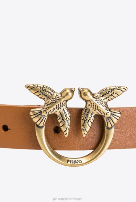 riemen | L4881061 love birds riem met grote ketting Pinko cognac-antiek goud