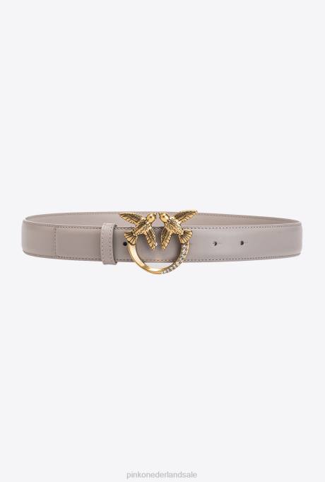 riemen | L488967 love birds riem met met juwelen getooide gesp Pinko pinguin grijs-antiek goud