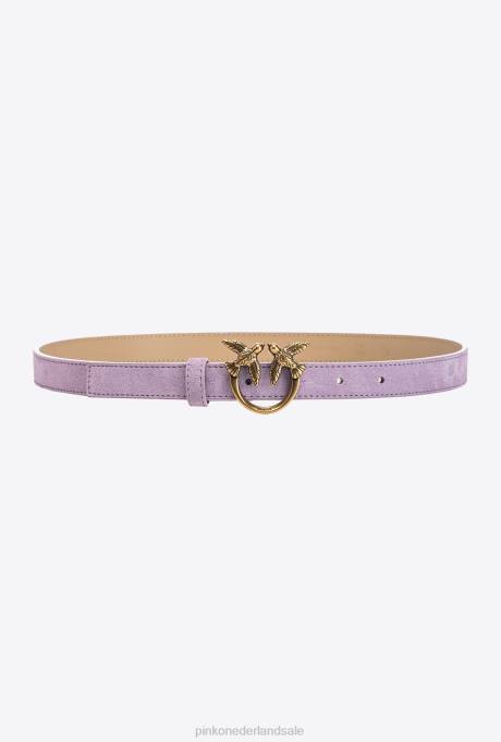 riemen | L488979 love birds dunne suède riem Pinko iris-antiek goud