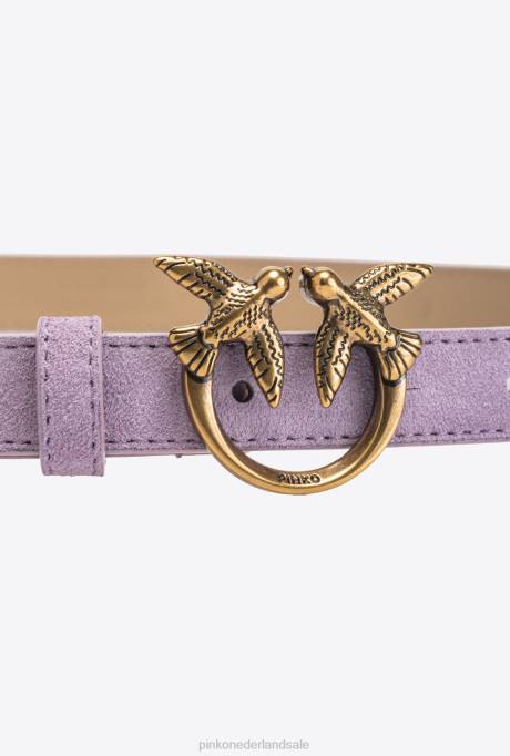 riemen | L488979 love birds dunne suède riem Pinko iris-antiek goud