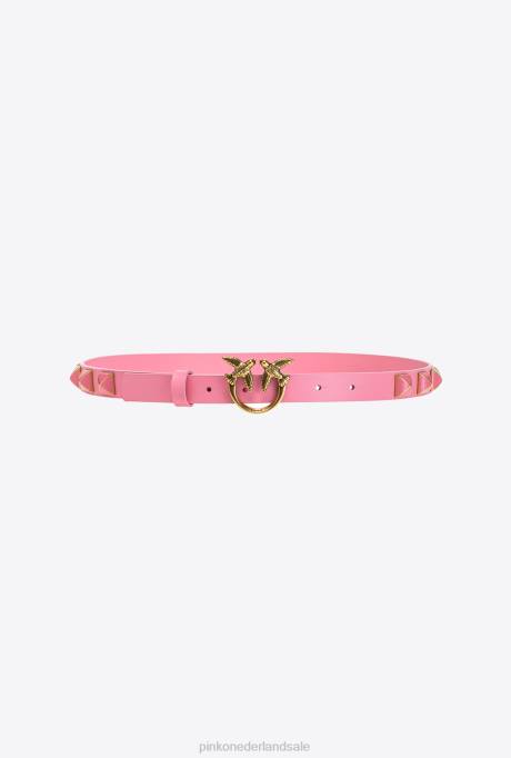 riemen | L488985 dunne love birds riem met studs Pinko marine roze-antiek goud