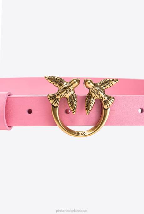 riemen | L488985 dunne love birds riem met studs Pinko marine roze-antiek goud