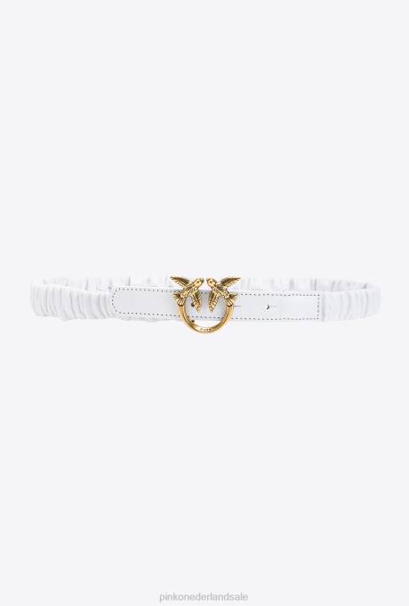 riemen | L488987 dunne tortelduifjes riem met rimpels Pinko wit-antiek goud