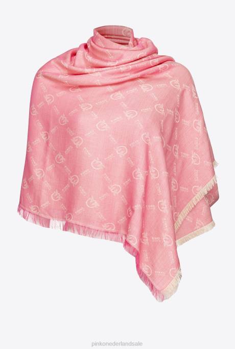 sjaals | L4881266 grote monogramsjaal Pinko veelkleurig - nude/fuchsia