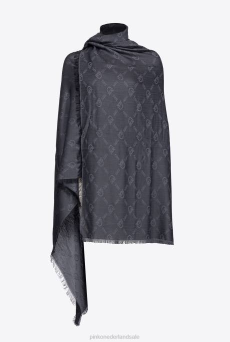 sjaals | L4881269 grote monogramsjaal Pinko limousine zwart