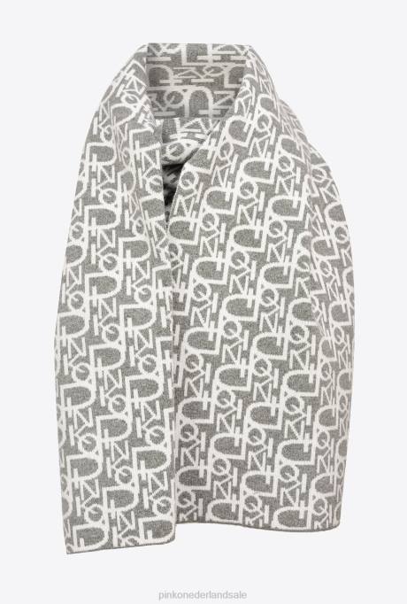 sjaals | L4881270 monogram sjaal Pinko grijs wit