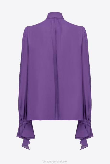 blouses | L488237 blouse met strik en ruches Pinko altviool paars
