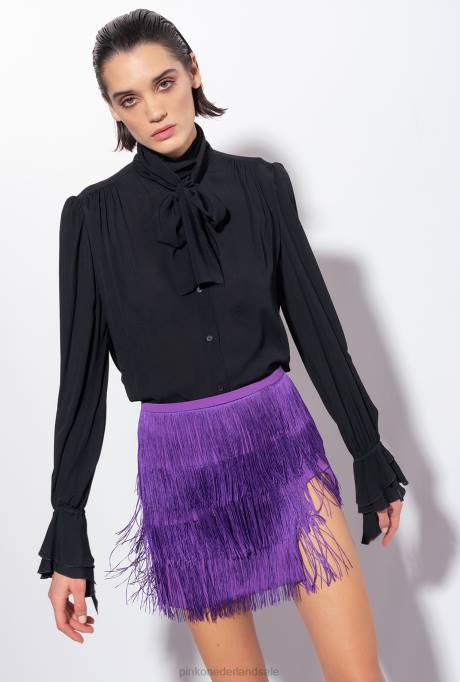 blouses | L488238 blouse met strik en ruches Pinko limousine zwart