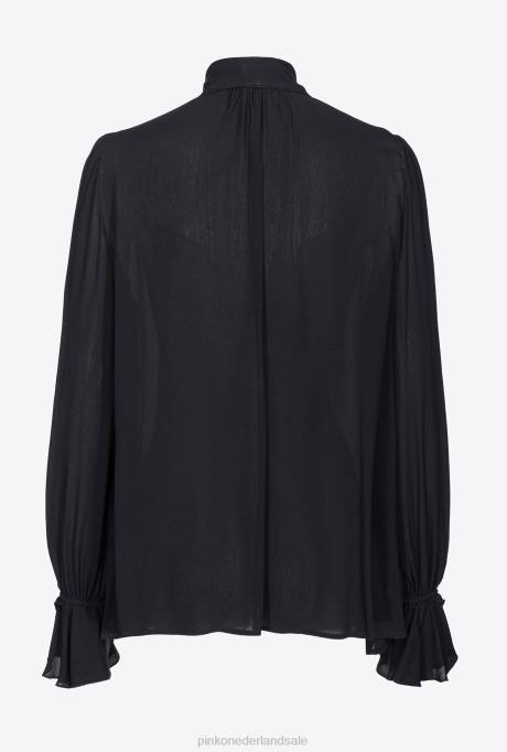 blouses | L488238 blouse met strik en ruches Pinko limousine zwart