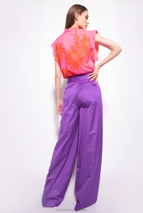 blouses | L488243 blouse met grote bedrukte bloemen Pinko roze/rood