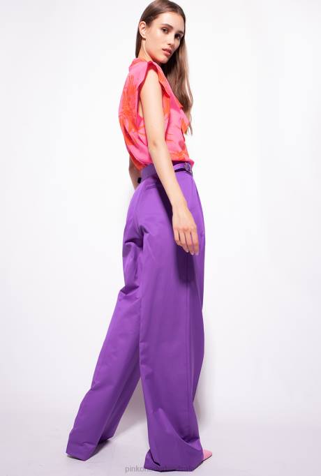 blouses | L488243 blouse met grote bedrukte bloemen Pinko roze/rood